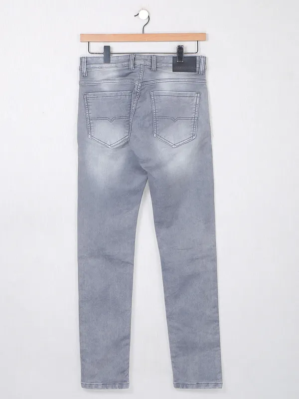 Dragon Hill slim tapered fit washed grey denim jeans