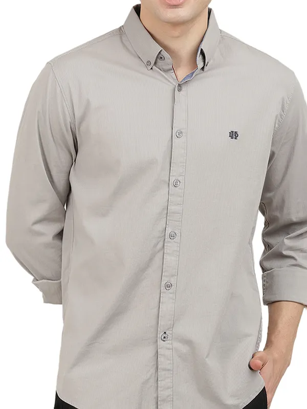 DRAGON HILL solid grey cotton shirt