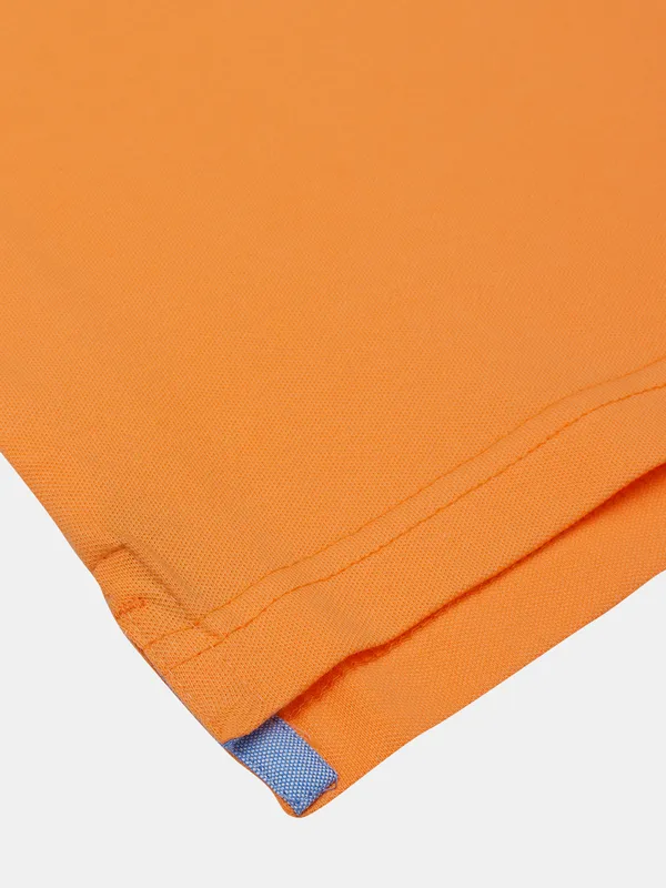 Dragon Hill solid orange slim fit cotton t shirt