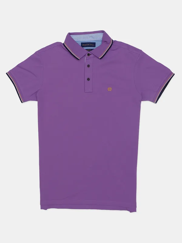 Dragon Hill solid purple t shirt in cotton