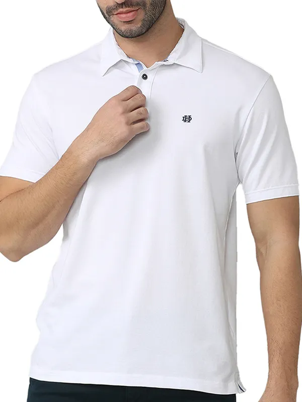 DRAGON HILL solid white cotton polo t-shirt