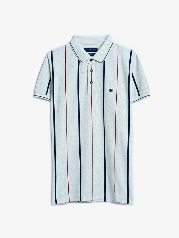 Dragon Hill stripe white polo t shirt