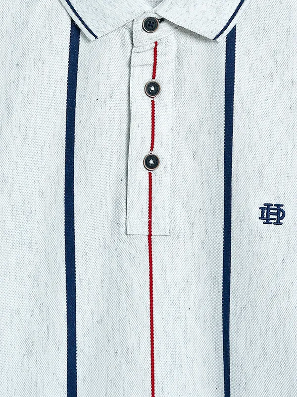 Dragon Hill stripe white polo t shirt