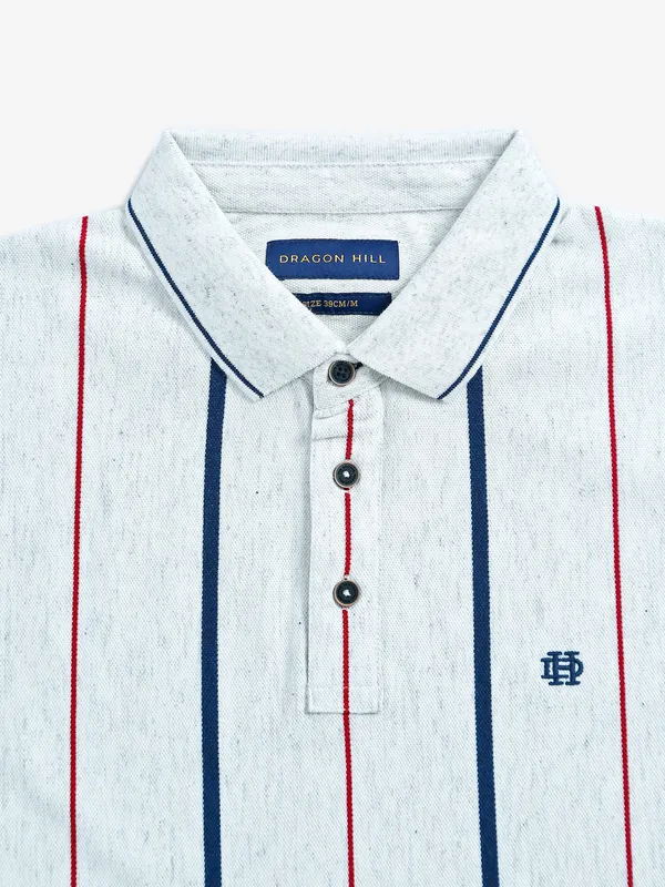 Dragon Hill stripe white polo t shirt