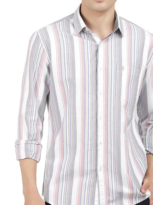 DRAGON HILL striped grey casual cotton shirt