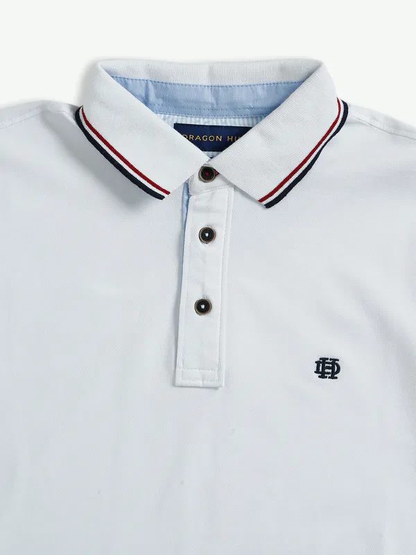 Dragon Hill white cotton plain t shirt