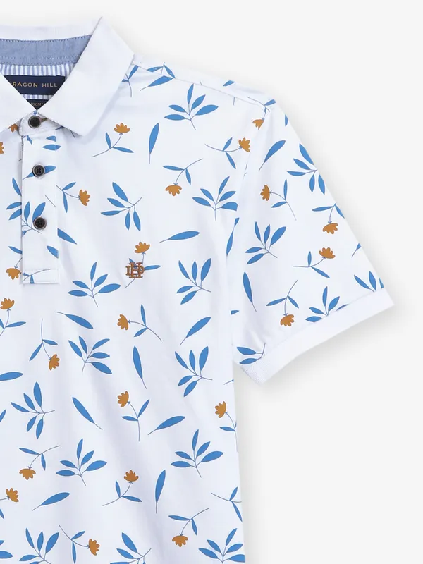 DRAGON HILL white cotton polo t-shirt