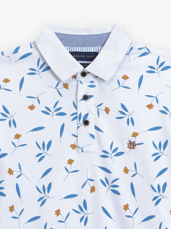 DRAGON HILL white cotton polo t-shirt
