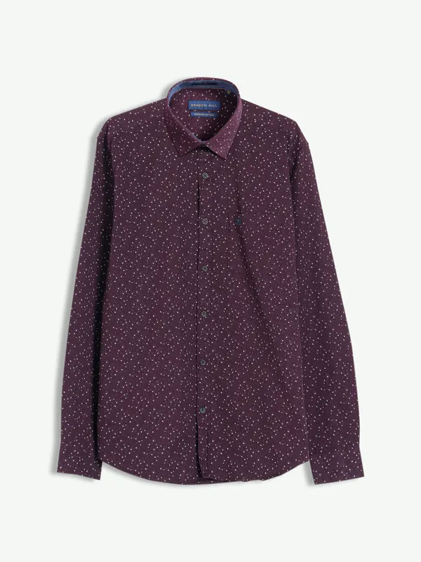Dragon Hill wine printed cotton shirt
