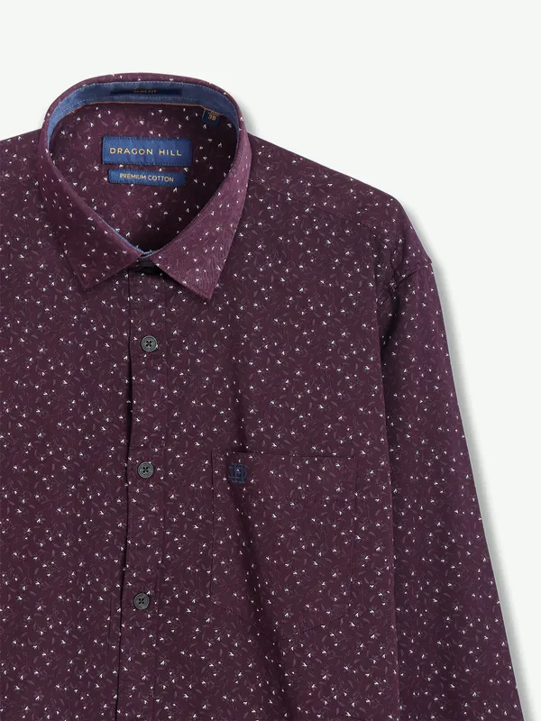 Dragon Hill wine printed cotton shirt
