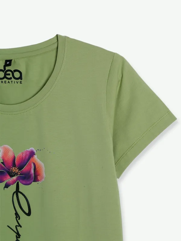 Dusty green cotton casual t shirt