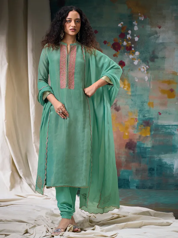 Dusty green salwar suit with dupatta