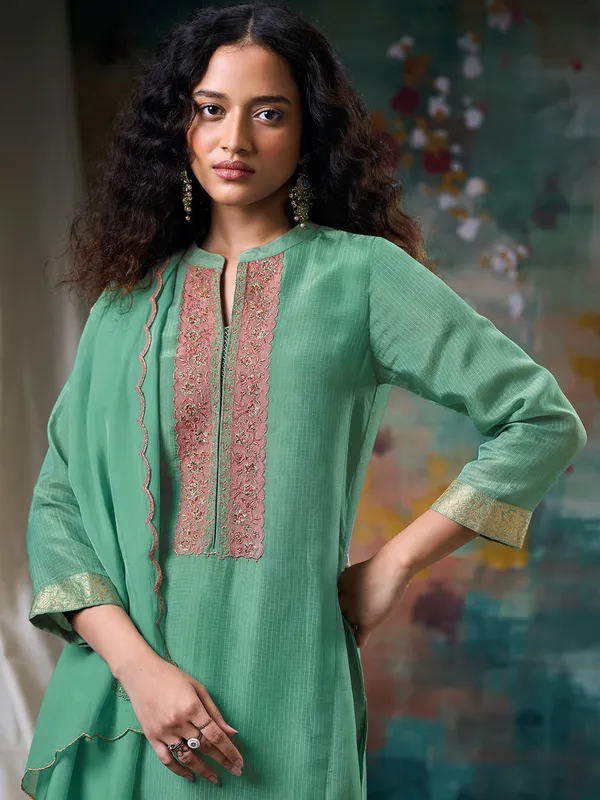 Dusty green salwar suit with dupatta