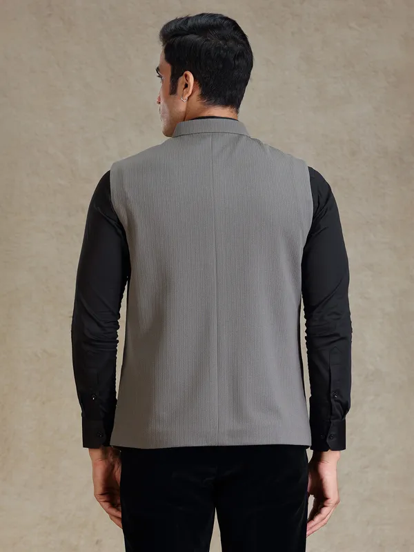 Dusty grey bandhgala nehru jacket for men