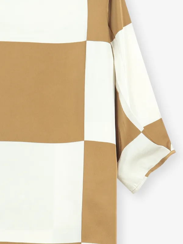 Dusty yellow and white rayon checks top