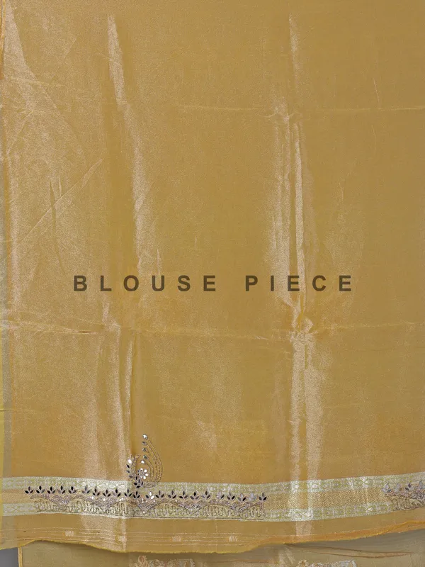 Dusty yellow dola tissue silk saree with zardosi work
