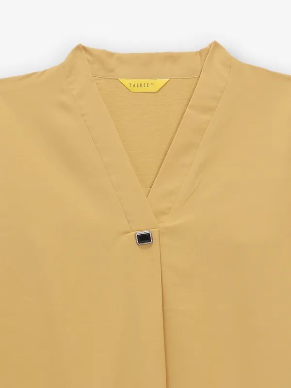 Earth yellow plain V neck top