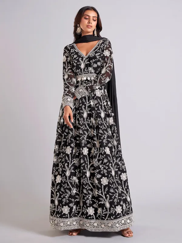 Elegant black anarkali salwar suit