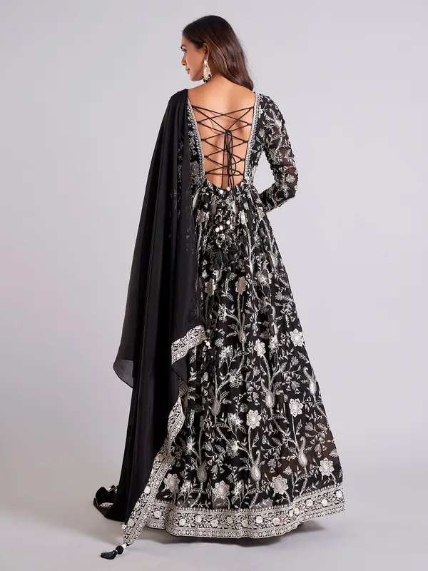 Elegant black anarkali salwar suit