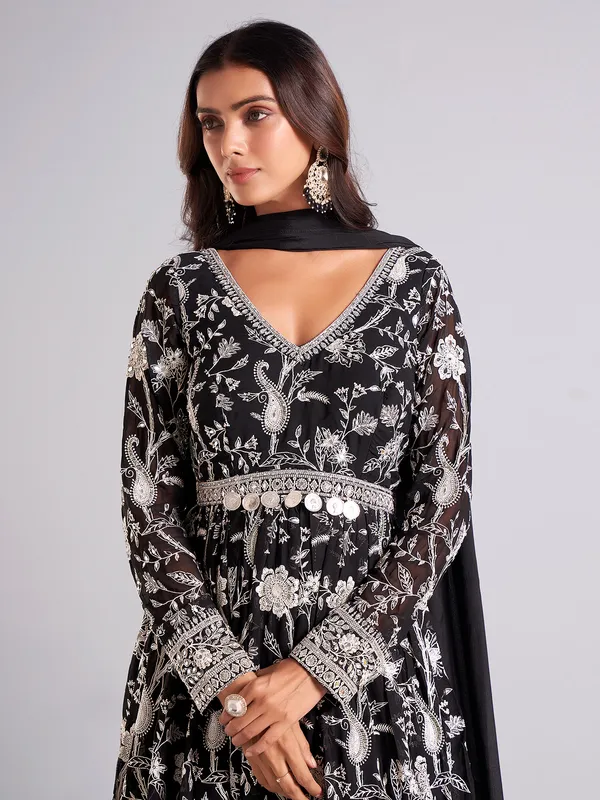 Elegant black anarkali salwar suit