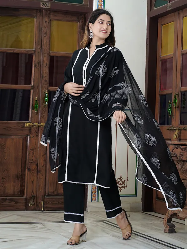 Elegant black georgette kurti set