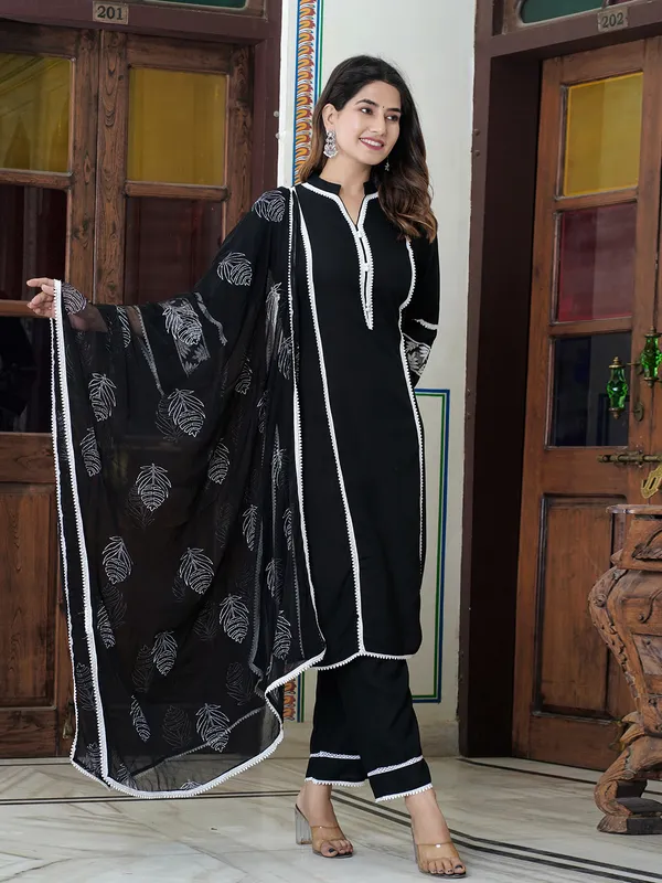 Elegant black georgette kurti set