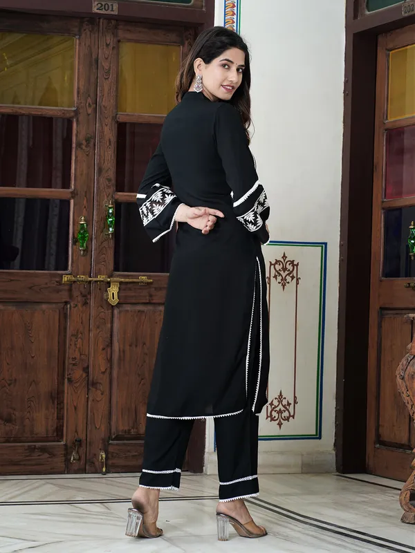 Elegant black georgette kurti set