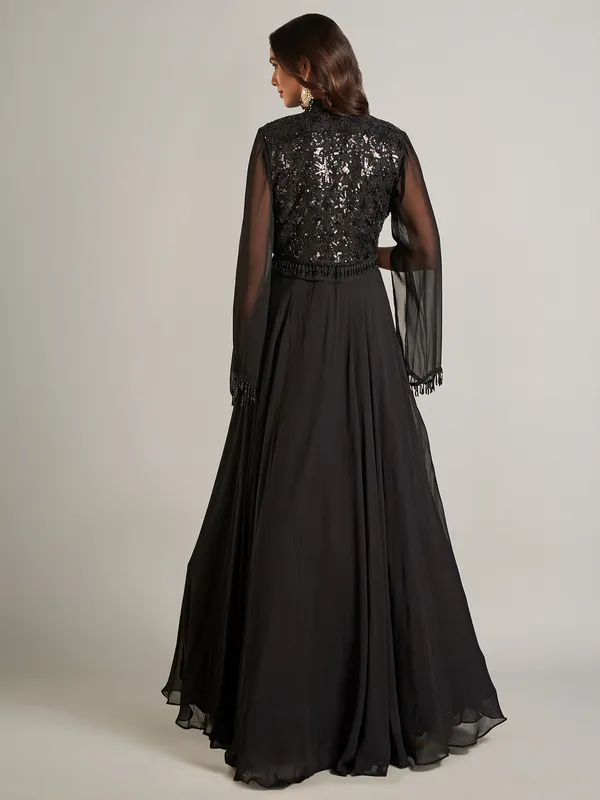 Elegant black georgette salwar suit for festive