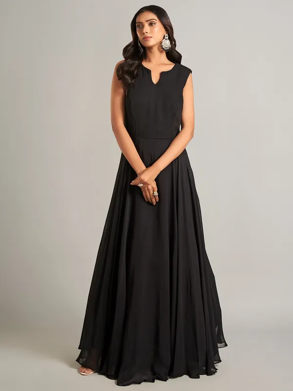 Elegant black georgette salwar suit for festive