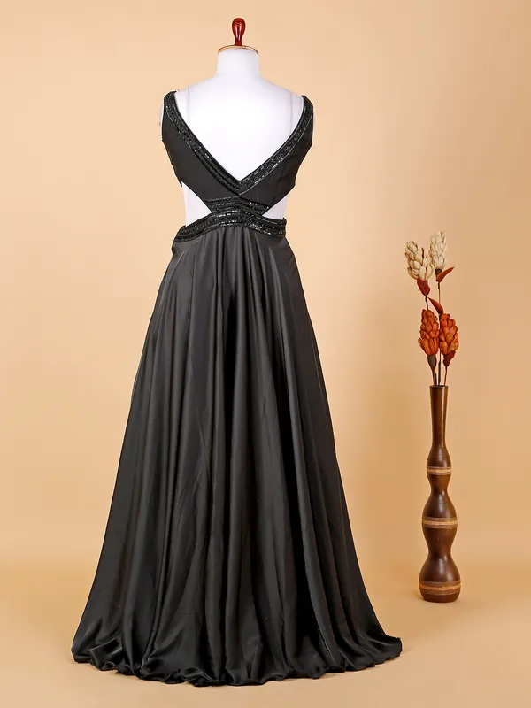Elegant black satin gown