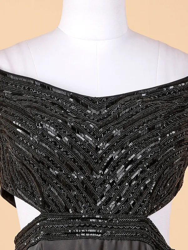 Elegant black satin gown
