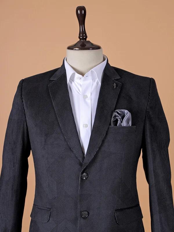 Elegant black terry rayon blazer