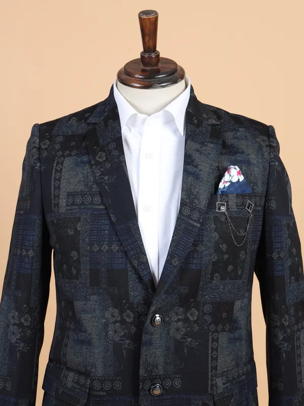 Elegant blue terry rayon blazer