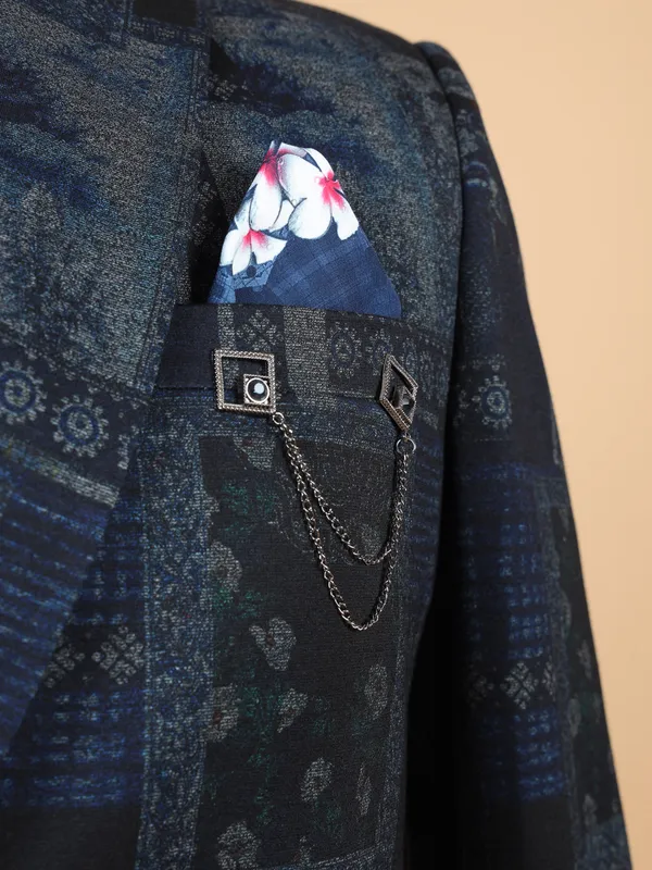 Elegant blue terry rayon blazer