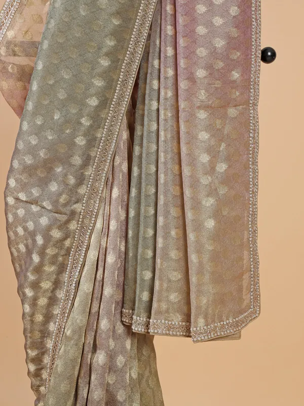 Elegant brown chiffon saree for wedding