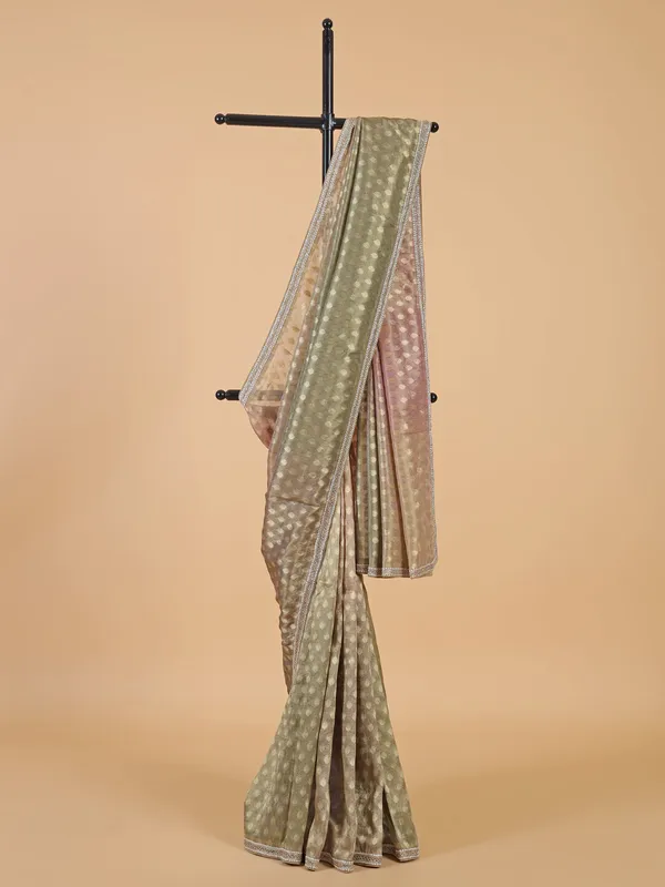 Elegant brown chiffon saree for wedding