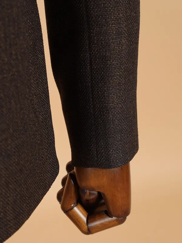 Elegant brown solid terry rayon blazer