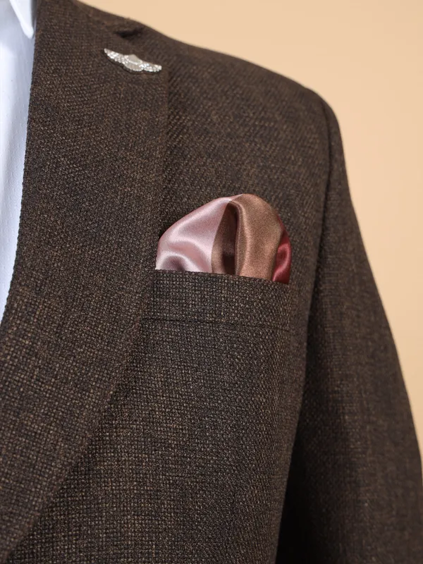 Elegant brown solid terry rayon blazer
