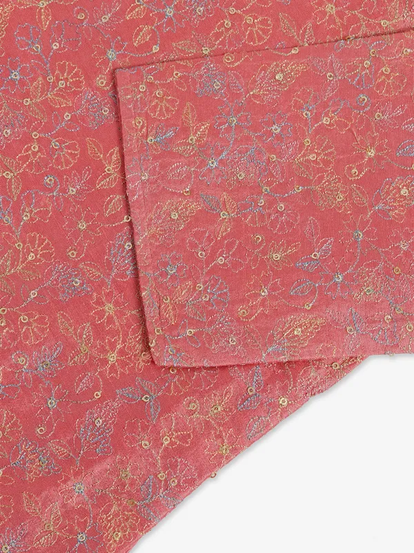 Elegant coral pink silk kurta suit