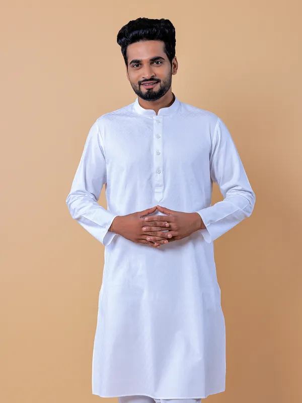 Elegant cotton white  Men Kurta pajama