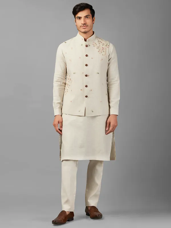 Elegant cream linen waistcoat set