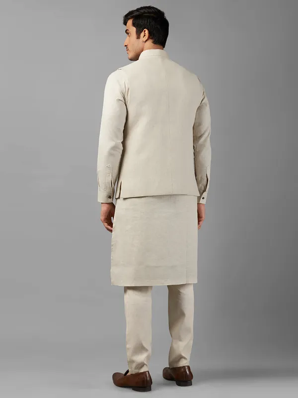 Elegant cream linen waistcoat set