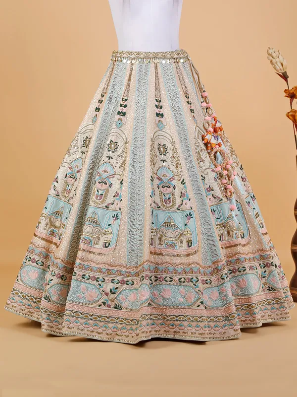 Elegant cream raw silk bridal lehenga choli