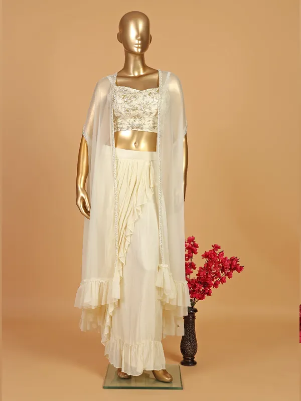 Elegant cream silk jacket style suit