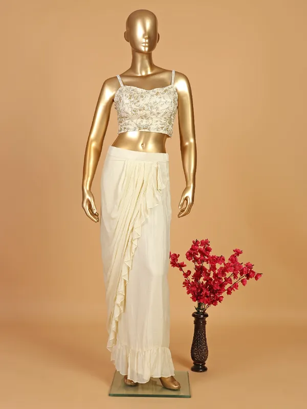 Elegant cream silk jacket style suit