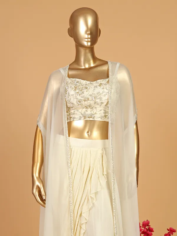 Elegant cream silk jacket style suit