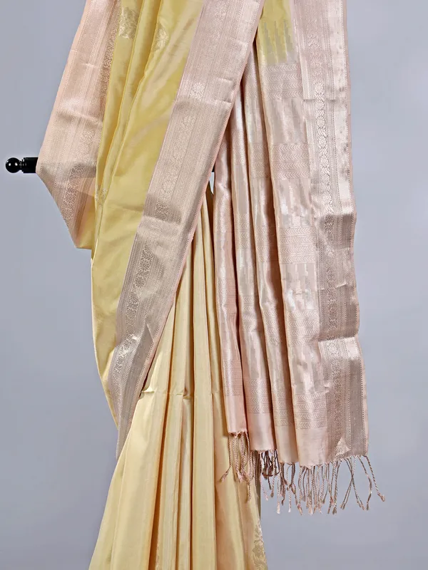 Elegant cream silk saree with subtle zari weave