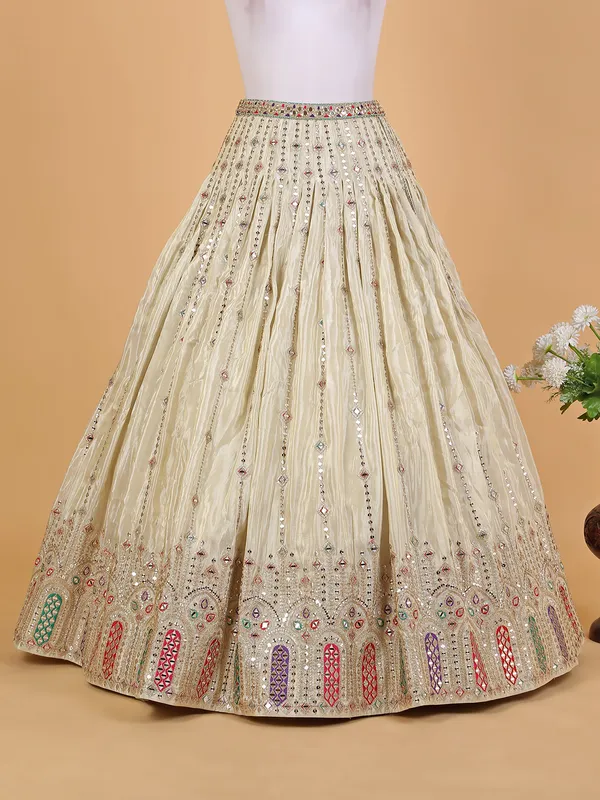 Elegant cream tissue silk lehenga choli