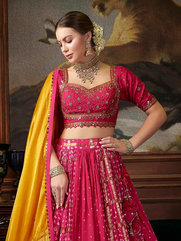 Elegant dark pink printed lehenga choli