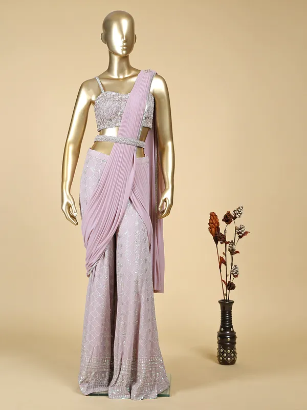 Elegant dusty pink georgette palazzo set
